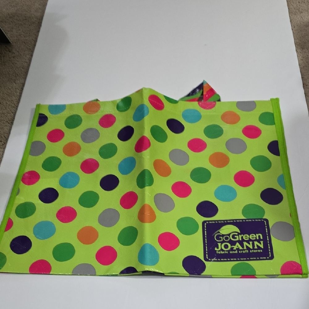 Jo-Ann Go Green Polka Dot Tote Bag - 17 X 13 X 6.5 inches